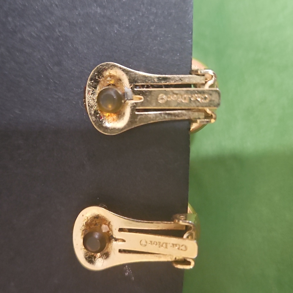 Vintage Christian Dior Chain Clip Earrings - Picture 2 of 6